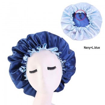 Satin Night Sleeping Cap Large Silk Bonnet with Head Tie Band for Women's Curly and Braided Hair Care